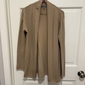 Neiman Marcus Tan Draped Cashmere Cardigan